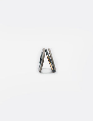 Yomo Studio trio rings. Materials include: concrete, tungsten ring, and brass ring (option).